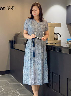 依梦新款优雅气质肩部烫钻设计短袖连衣裙07252364（不配腰带）