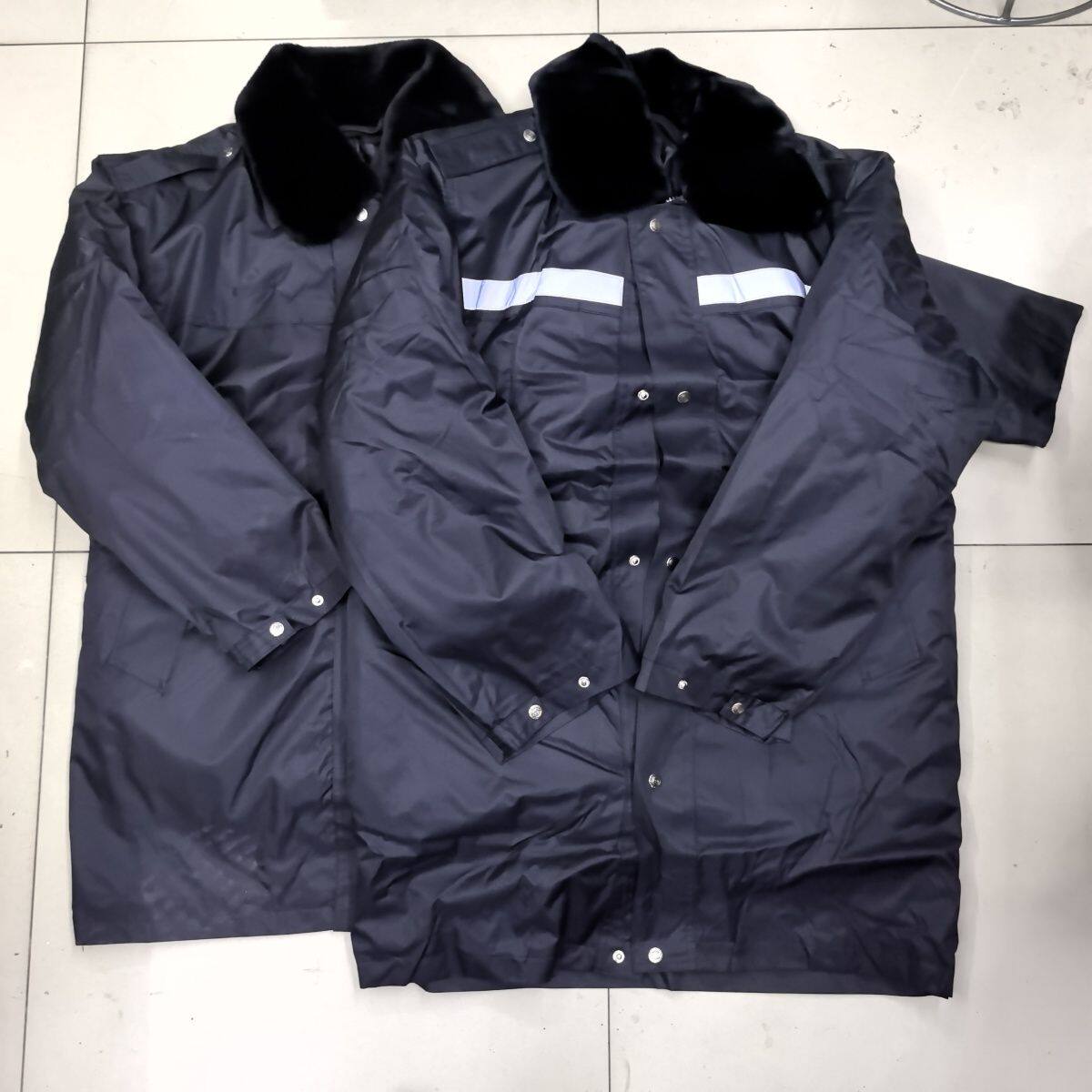 保安大衣加厚反光条多功能防寒防水服冬装黑色棉服工作服棉袄