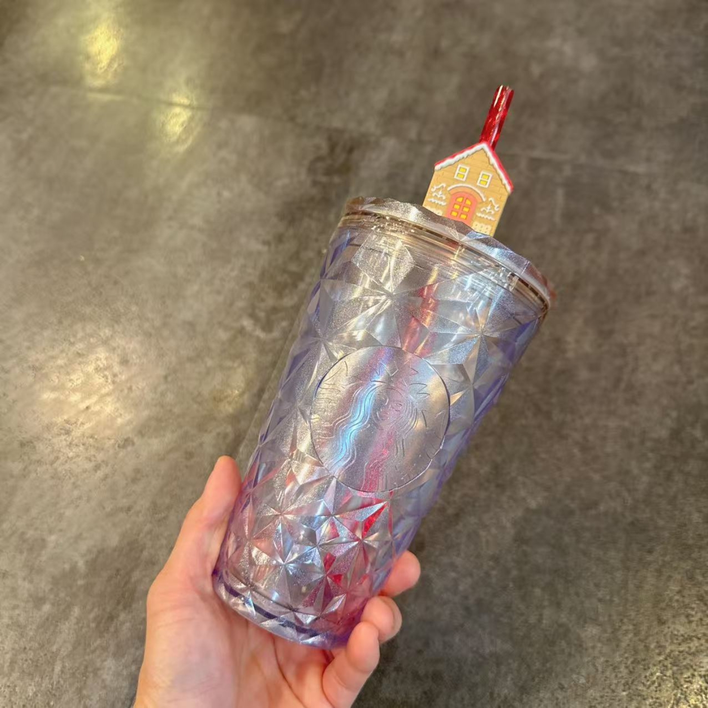 台湾星巴克杯子2025新品圣诞节系简约PRISM姜饼屋TOGO冷水吸管杯