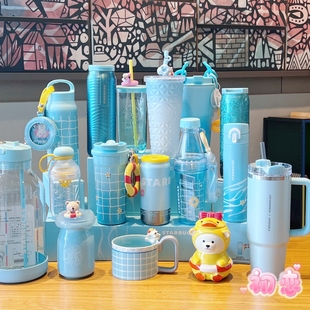 星巴克杯子2025快乐怡夏系列泳圈小熊不锈钢保温随行便携吸管水杯