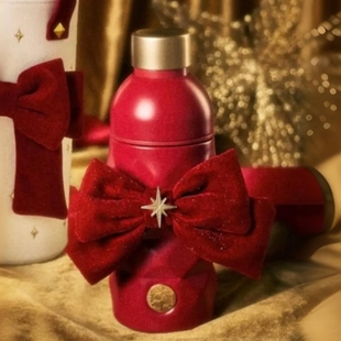 星巴克杯子2025圣诞节暖意融融系列菱格纹不锈钢水杯配红丝绒发圈