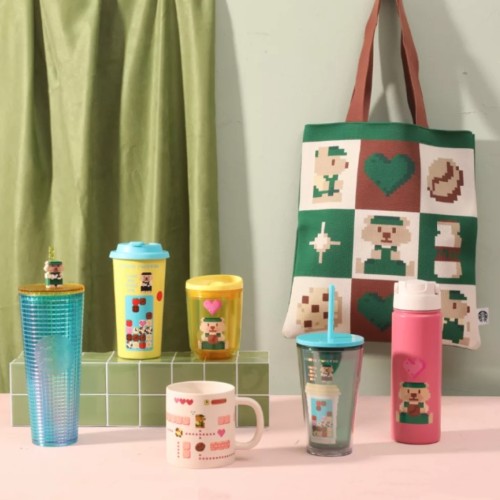 台湾星巴克杯子2025小熊闯关历险记游戏系列不锈钢吸管冷水随行杯