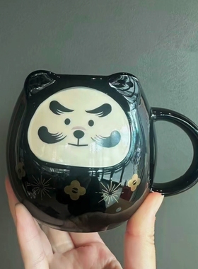 台湾星巴克2026开运达摩系列黑色可爱福气达摩陶瓷桌面马克杯礼物