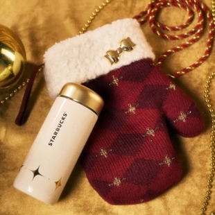 星巴克杯子2025圣诞节暖意融融系列不锈钢杯配手套造型套节日礼物