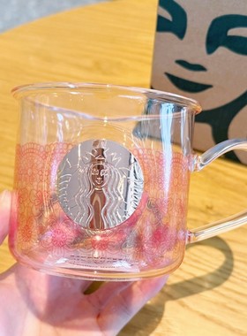 星巴克杯子清仓特价优惠简约日本樱花铜章玻璃杯高颜值办公桌面杯