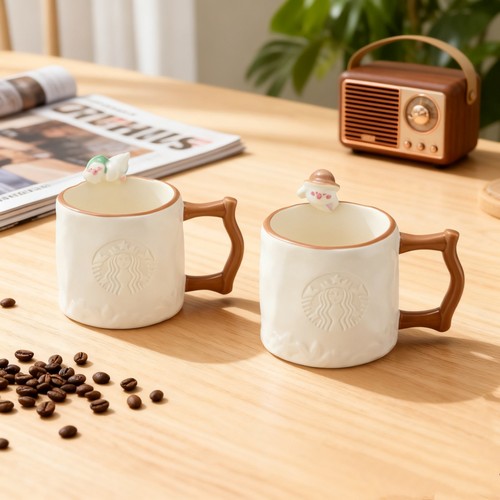 星巴克杯子2025新品秋日野野系高颜值可爱温变浮雕陶瓷桌面马克杯