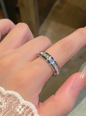 可转动满天星钛钢情侣戒