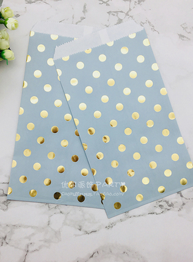 浅灰色烫金圆点饼干袋婚庆装饰糖果甜点袋欧美环保食品包装小纸袋