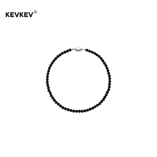 kevkev黑曜石圆珠项链女轻奢小众设计感锁骨链高级百搭饰品礼物