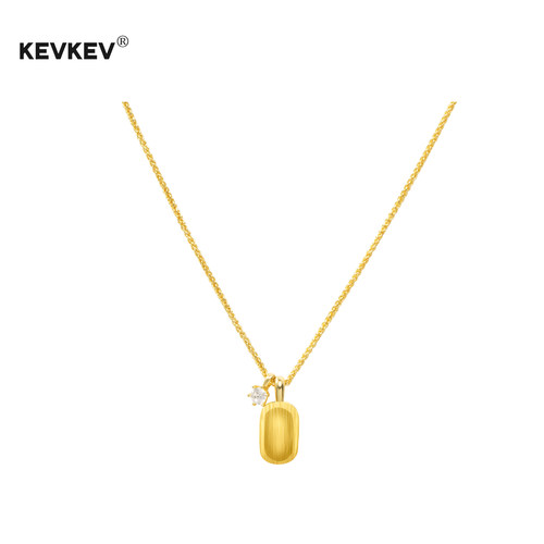 kevkev韩系S925银拉丝小方糖吊坠项链女轻奢复古小众高级感毛衣链