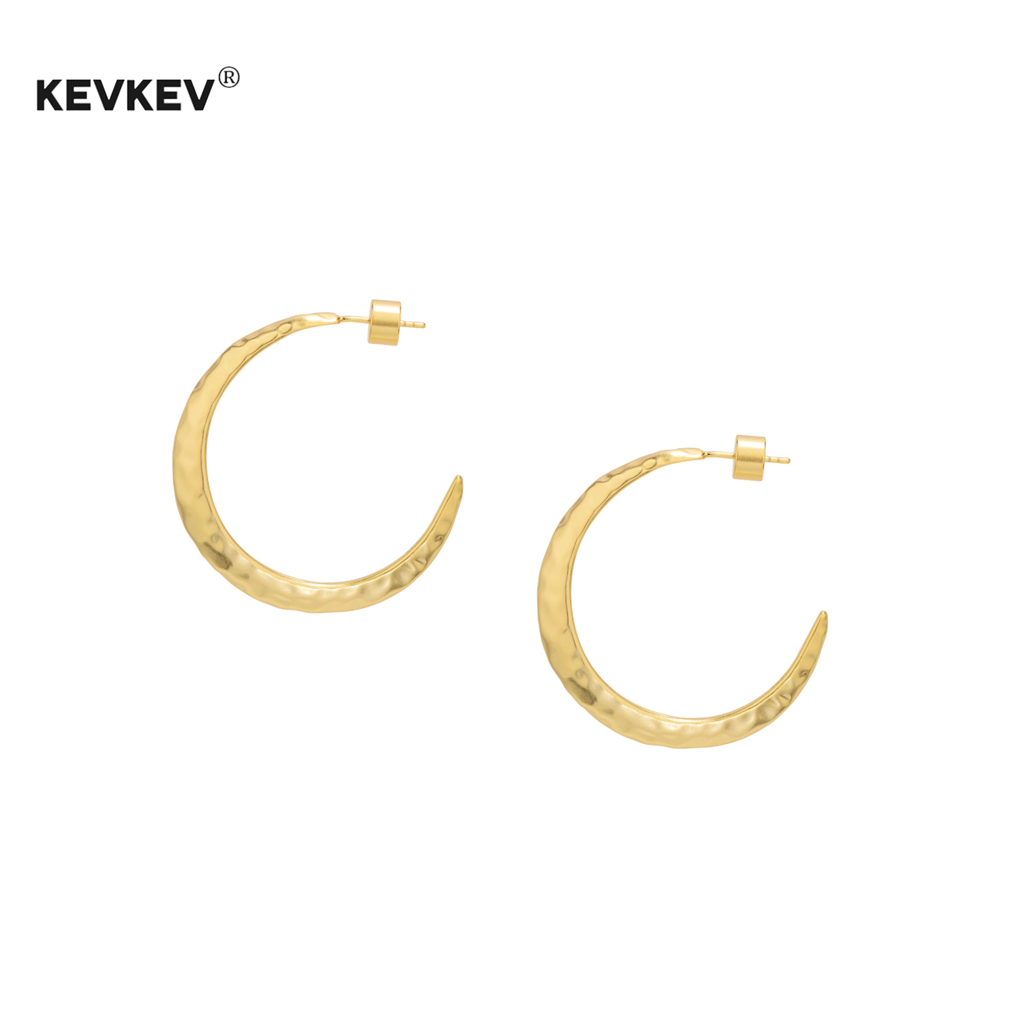 kevkev韩国明星同款锤纹大月亮耳环轻奢小众设计高级感七夕礼物女