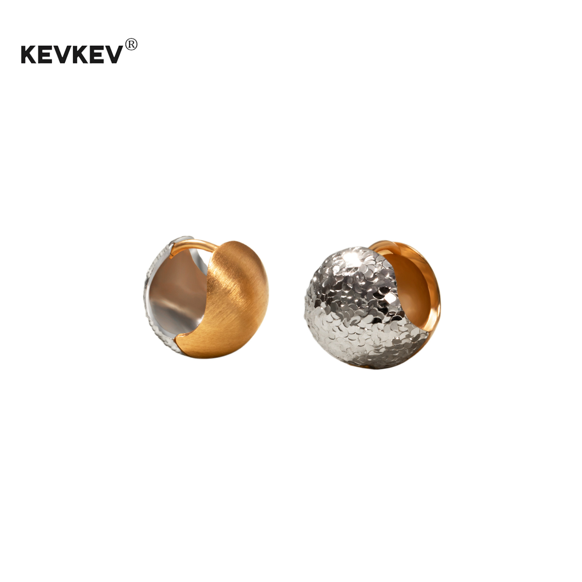 kevkev碎冰冰拉丝圆球冷淡风耳环金属雾面高级感耳扣小众轻奢耳饰