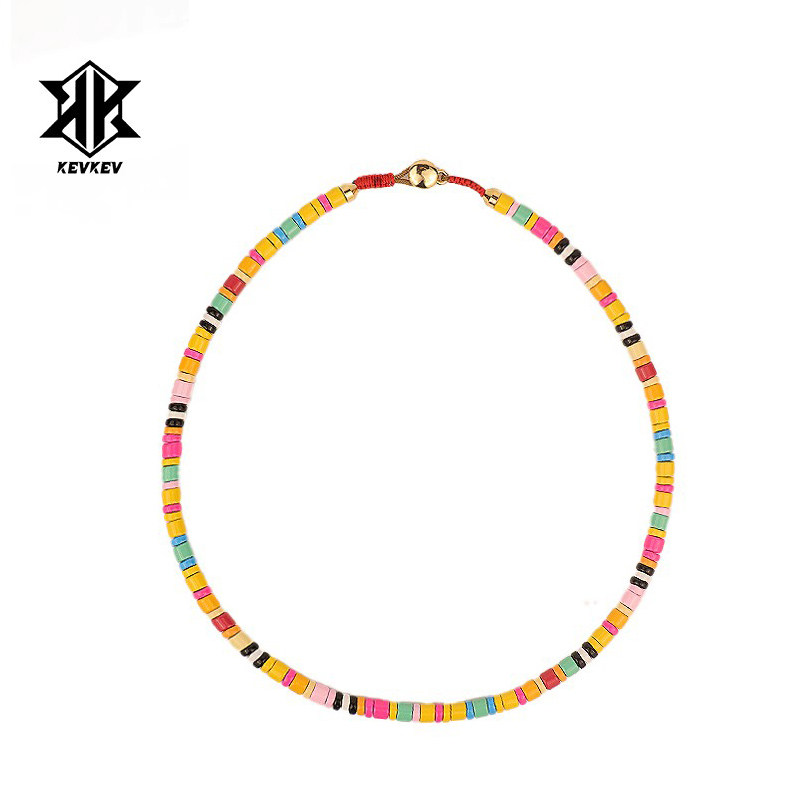 彩色串珠波西米亚风潮流编织项链