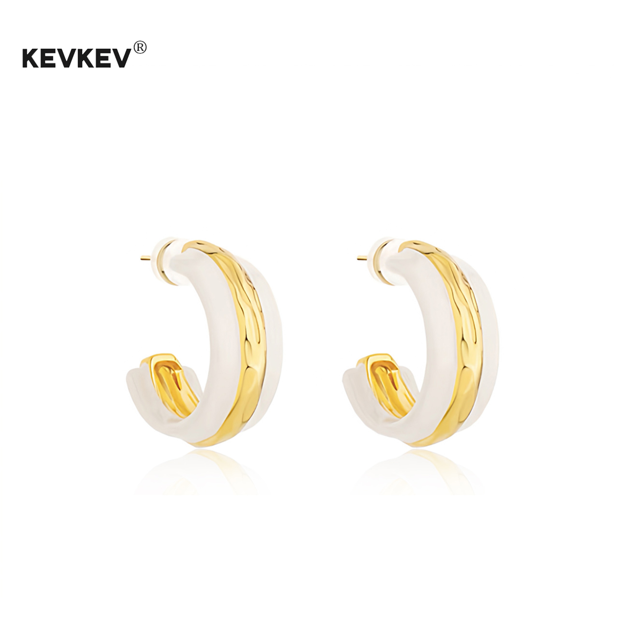 【官方正品】四喜许知夏蒋欣同款珐琅C型耳钉女时尚气质999银耳饰