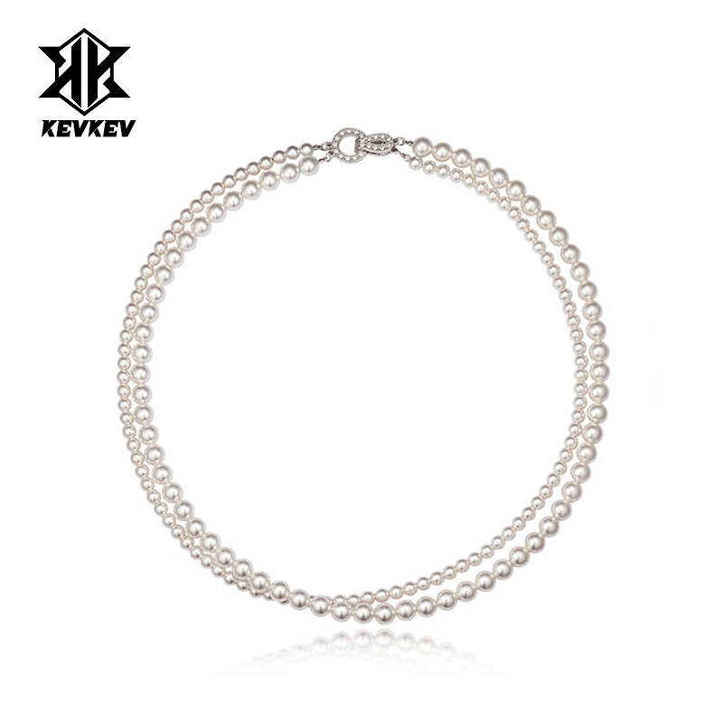 官方正品海秀儿珍珠项链双层叠戴交叉轻奢高级感简约锁骨链颈链女