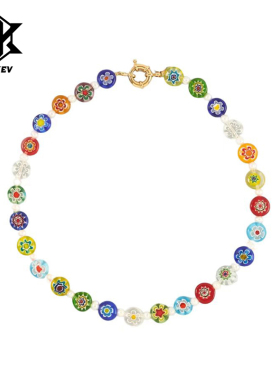 kevkev张绮贤同款彩虹珍珠项链项链女锁骨颈链彩色串珠手链