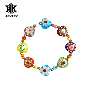 凹凸闺蜜手链生日礼物夏季甜酷彩色串珠爱心琉璃手链ins小众设计