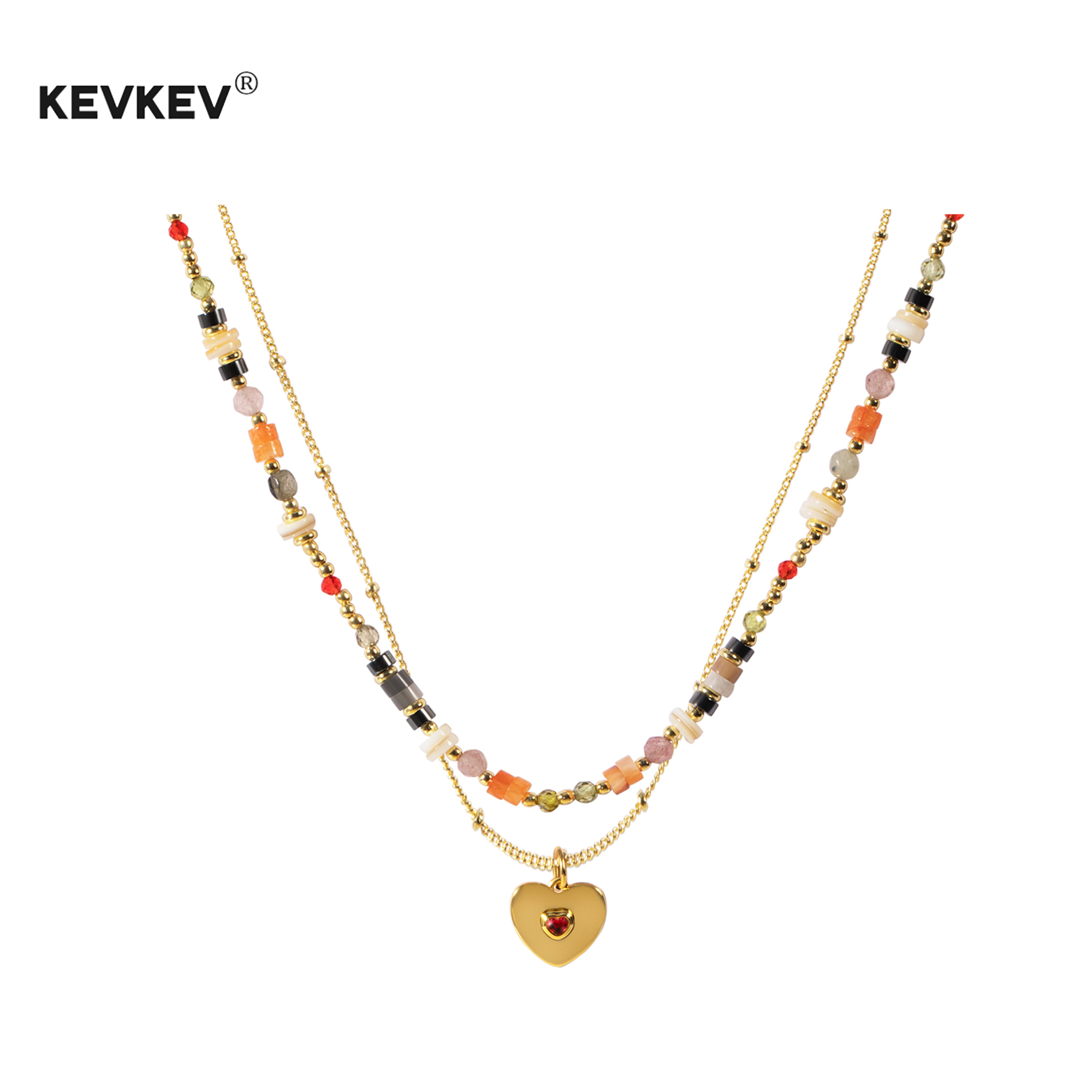 KEVKEV官网爱心天然石叠戴首饰锁骨叠戴适合夏天戴的项链节日礼物