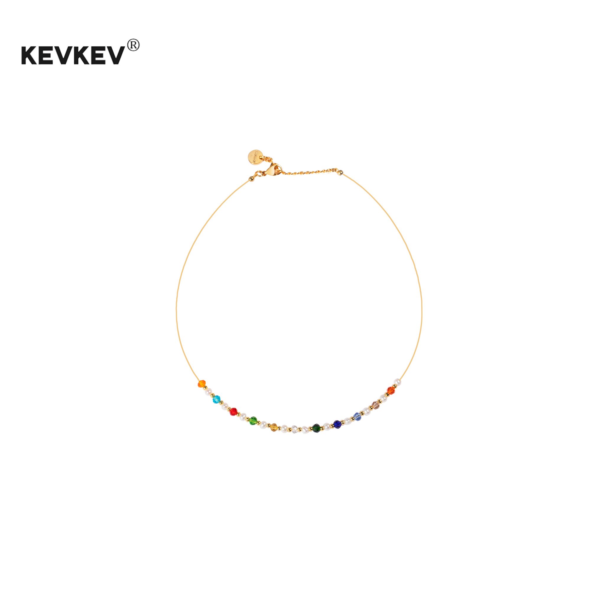 kevkev彩色水晶适合夏天戴的项链轻奢小众设计感锁骨链颈链礼物女