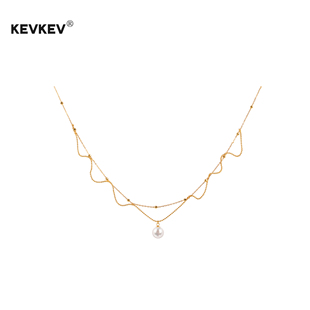 kevkev法式蕾丝珍珠项链女轻奢小众设计感锁骨链颈链配裙子高级感