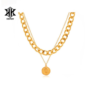 官方正品周雨彤同款女王钱币双层叠戴项链女ins毛衣链轻奢高级感