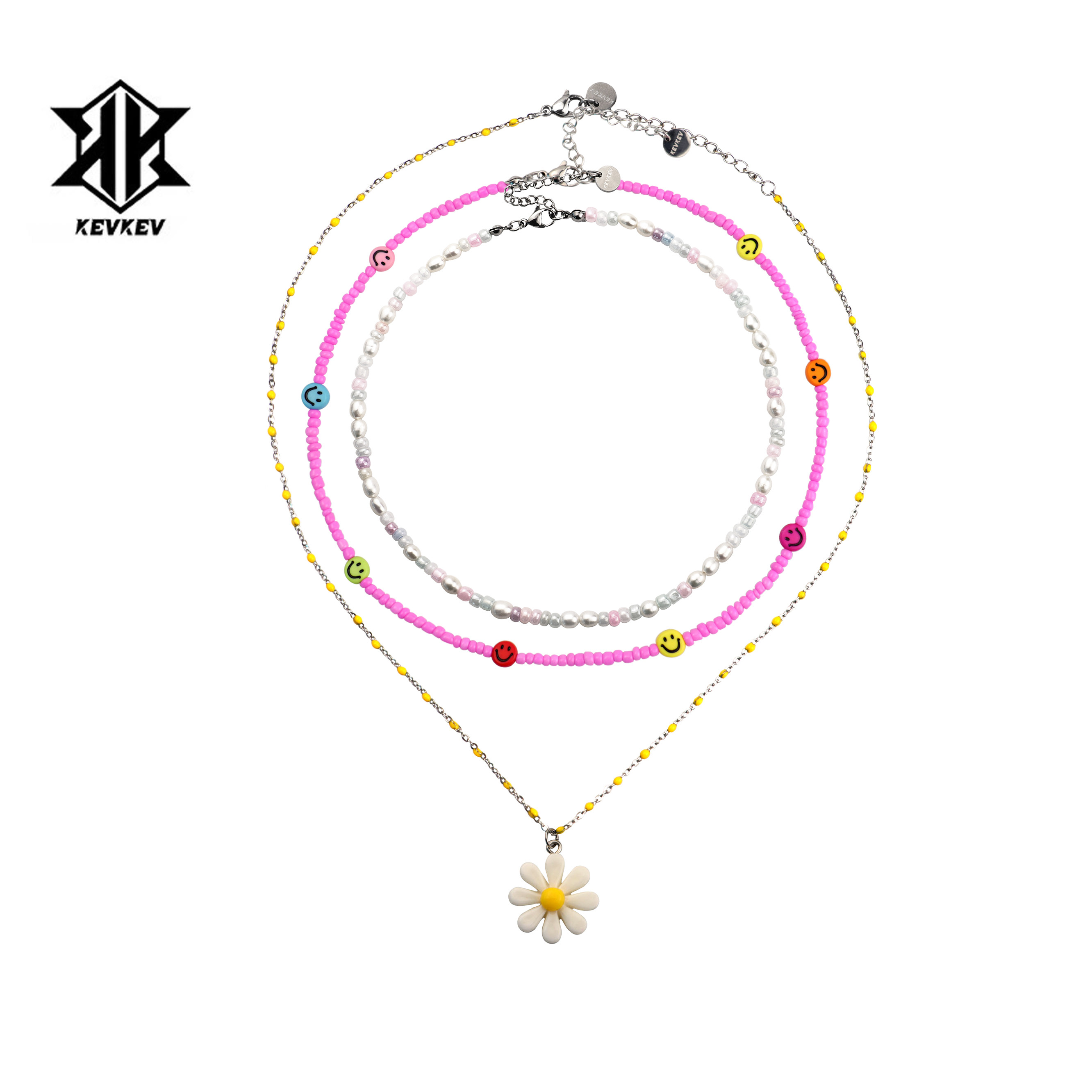 江疏影同款彩色珍珠项链三件套