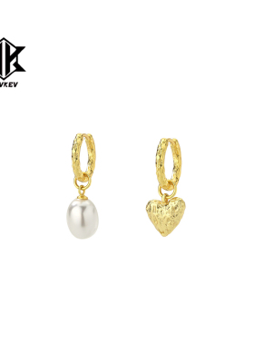 kevkev田曦薇何知南同款珍珠爱心耳环s925纯银耳饰女友轻奢礼物