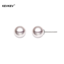 kevkev极光镜面珍珠耳钉女耳环999银针正圆耳饰情人节礼物送女友