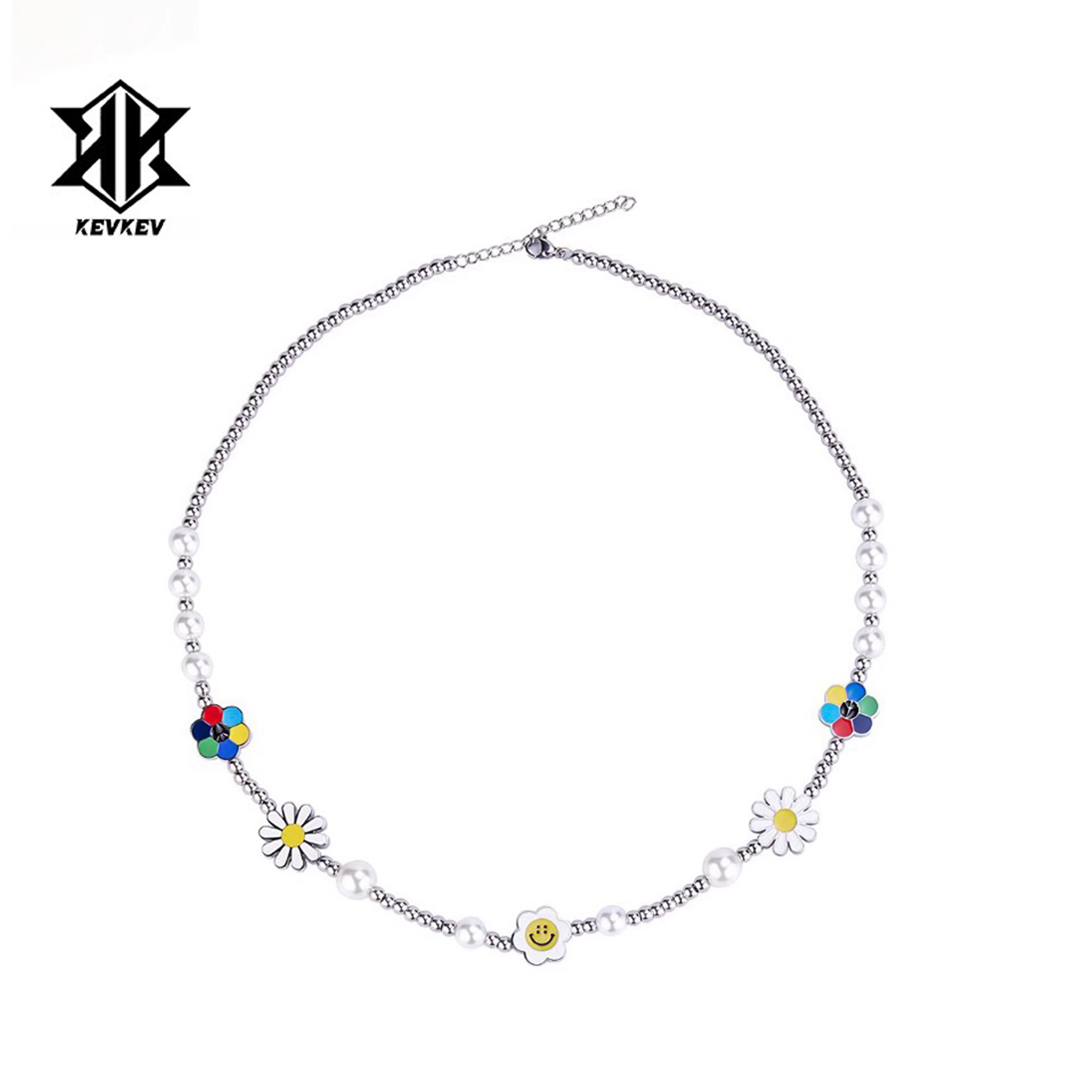 官方雏菊笑脸太阳花珍珠拼接项链