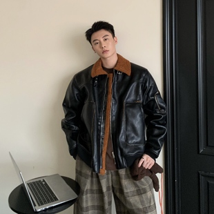 保暖短款 羊羔毛PU皮夹克棉服男女皮毛一体秋冬季 外套 美式 获衣局