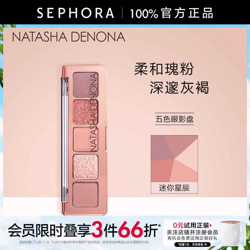 Natasha/娜塔莎五色眼影盘 迷你星辰 迷你黑绸 迷你裸色大地色盘