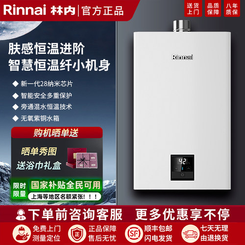 林内强排恒温热水器抗风稳燃16升