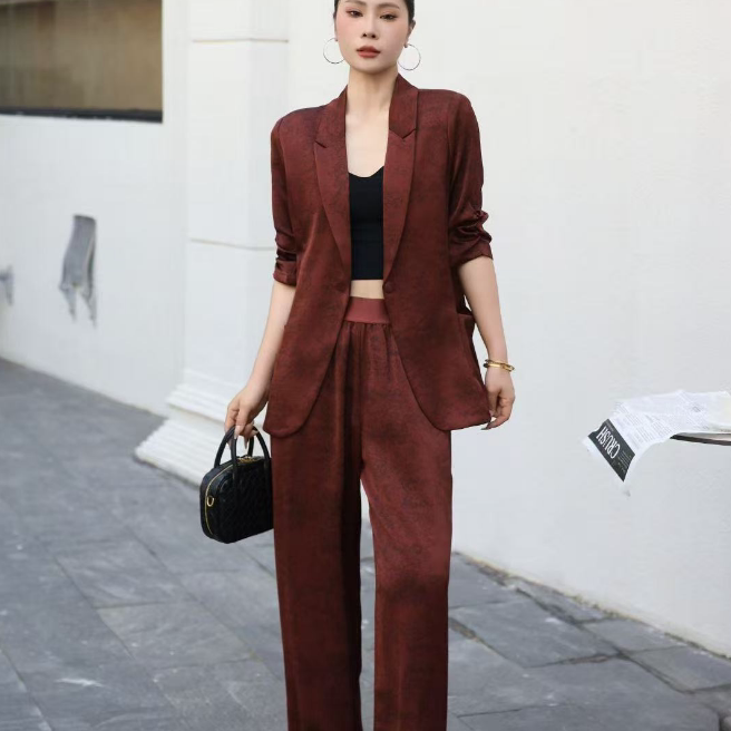 私人定制女士春装2025年新款韩版时尚纯色宽松气质百搭时尚套装女