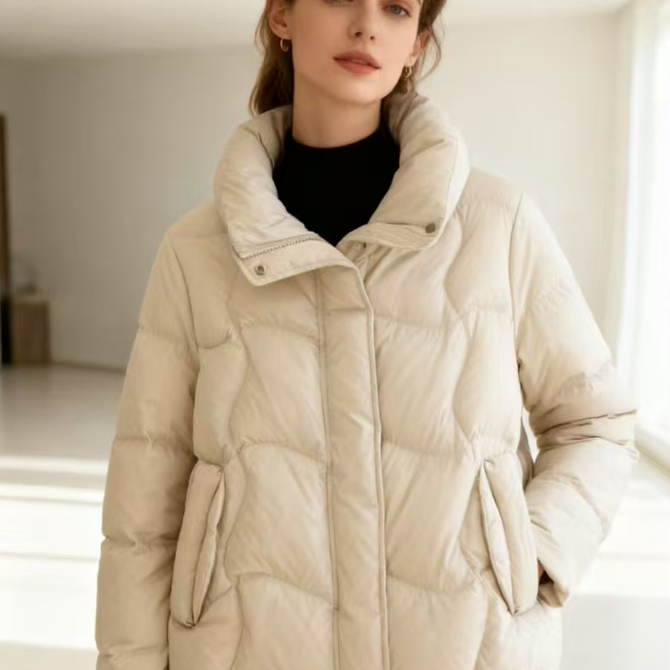 私人定制女士秋冬2025年新款韩版时尚纯色宽松气质百搭休闲羽绒服