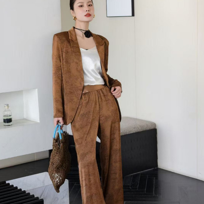 私人定制女士春装2025年新款韩版时尚纯色宽松气质百搭女士套装