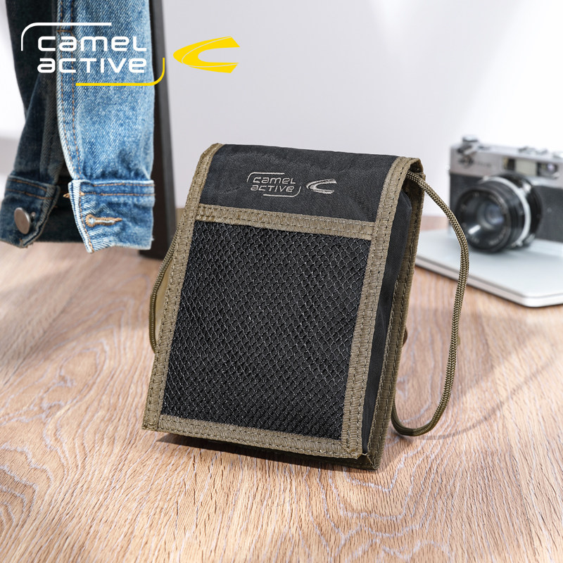 camel active骆驼动感韩版帆布钱包男短款竖款复古零钱包斜挎小包