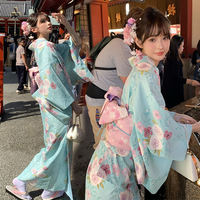 "Divine girl in Japanese kimono, fresh photography, retro small shaking sleeves, dark long dress, improved Chinese style kimono girl. thumbnail 5