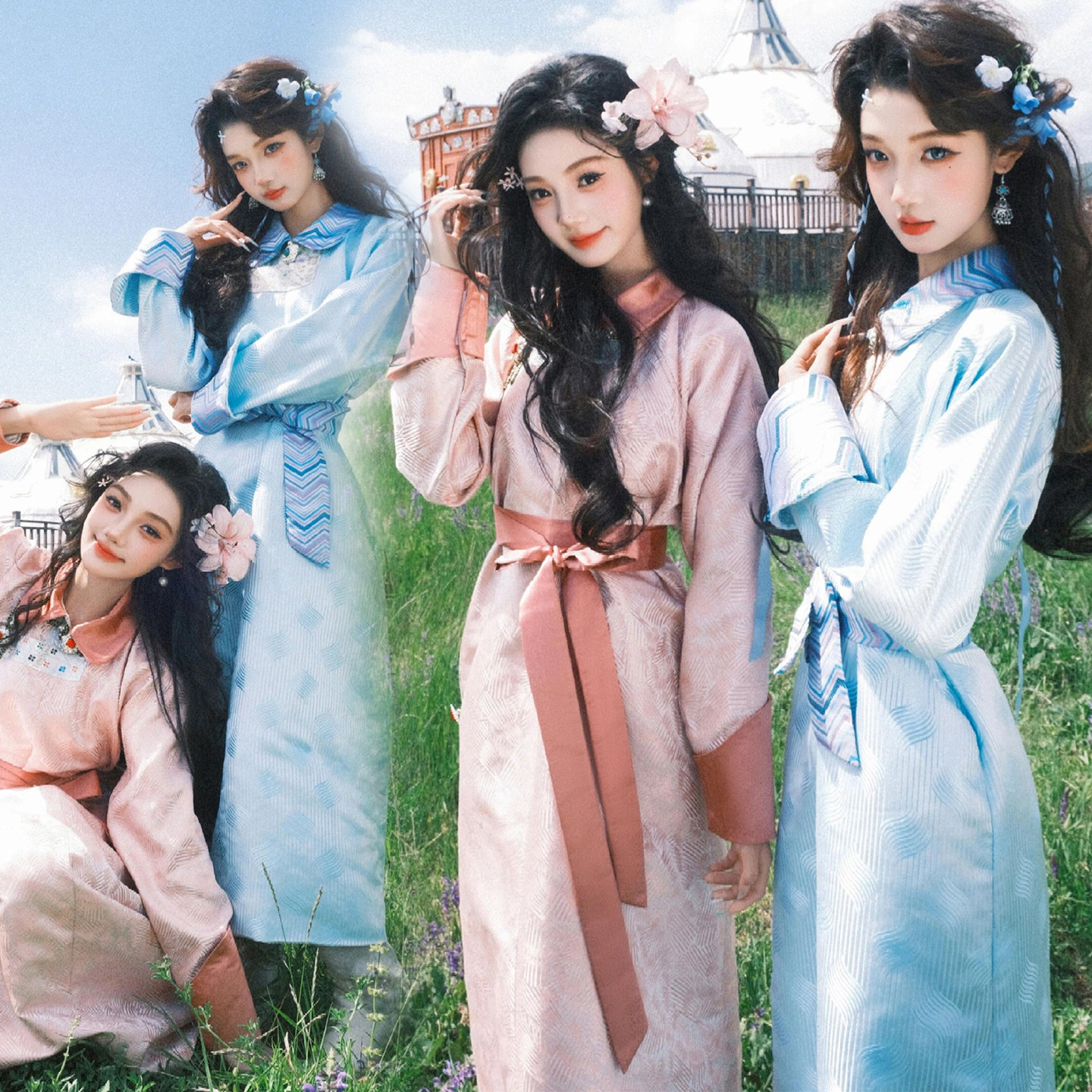 影楼新款蒙古袍闺蜜写真蒙古族舞蹈服少数民族小清新拍照摄影服装