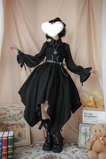 现货【群鸦赴宴jsk】不规则裙摆Lolita暗黑jsk搞死风JSK纯色