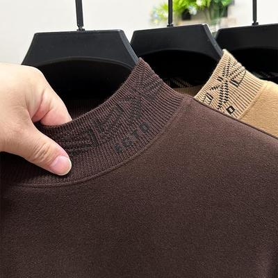 半高领双面德绒打底衫男加厚保暖内搭磨毛双面绒卫衣男士长袖t恤