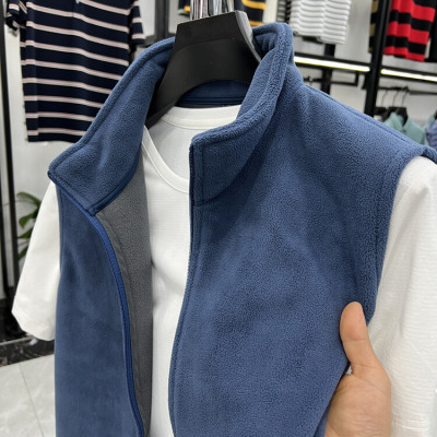 【奥莱品牌折扣】保罗男士马甲摇粒绒秋冬款拉链背心宽松无袖上衣