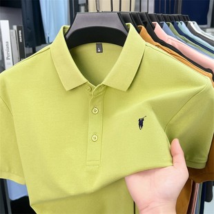 T恤男polo衫 T恤男冰丝棉短袖 奥莱品牌折扣 大牌三粒扣 保罗短袖