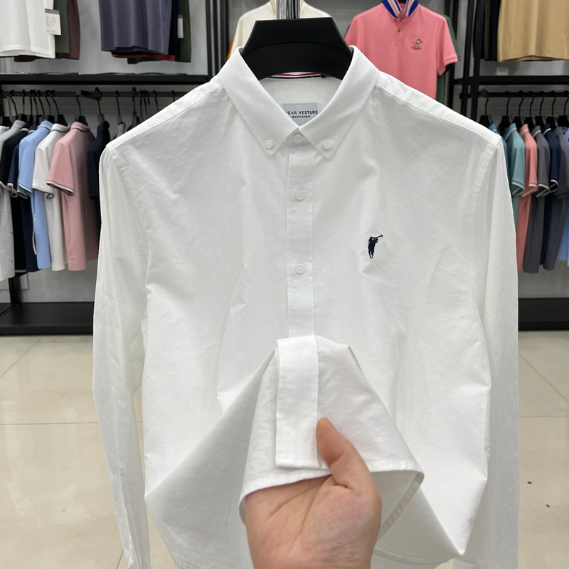 保罗纯棉长袖衬衫男士薄款