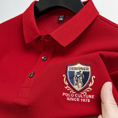 宽松t恤男半袖 夏季 翻领纯色上衣服 男短袖 高端品牌刺绣运动polo衫