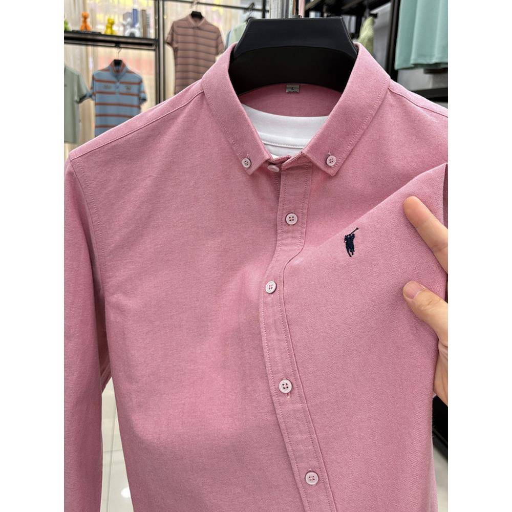 外贸出口~有15个颜色 100%纯棉牛津纺长袖衬衫男休闲秀禾服衬衣