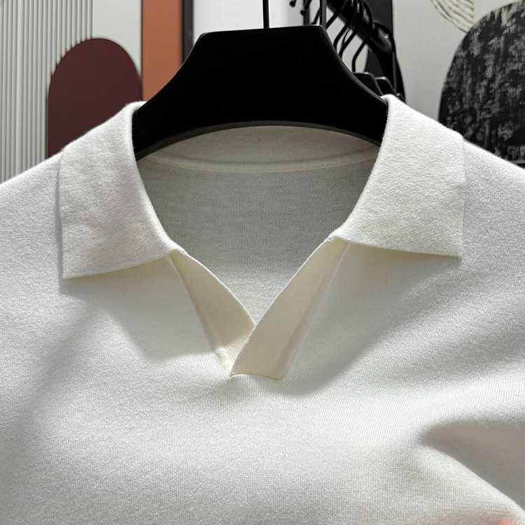 精纺长绒棉针织衫T恤男薄款