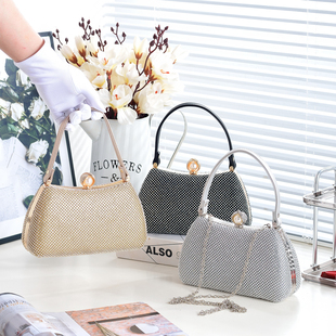 新款时尚简约名媛闪闪全钻手提包旗袍气质礼服包单肩斜跨包宴会包