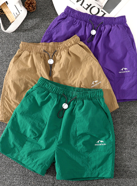 男童户外运动短裤轻薄凉爽夏季儿童裤子绿色时尚中大童速干裤宝宝