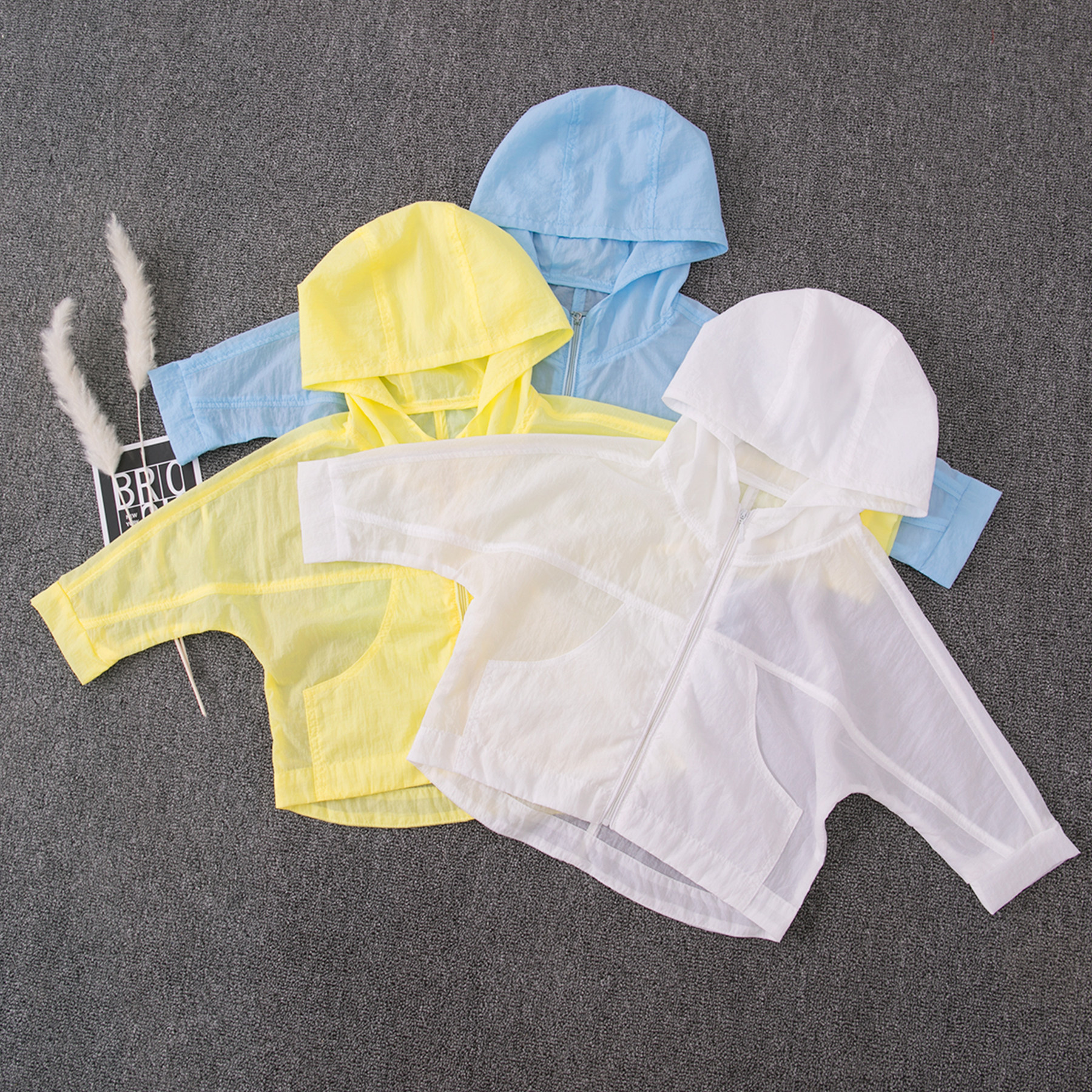 남아 및 여아용 아동 자외선 차단 의류 에어컨 셔츠 아동복 가볍고 통기성이 뛰어난 재킷  부모-자식 의류 여름용 자외선 차단 의류