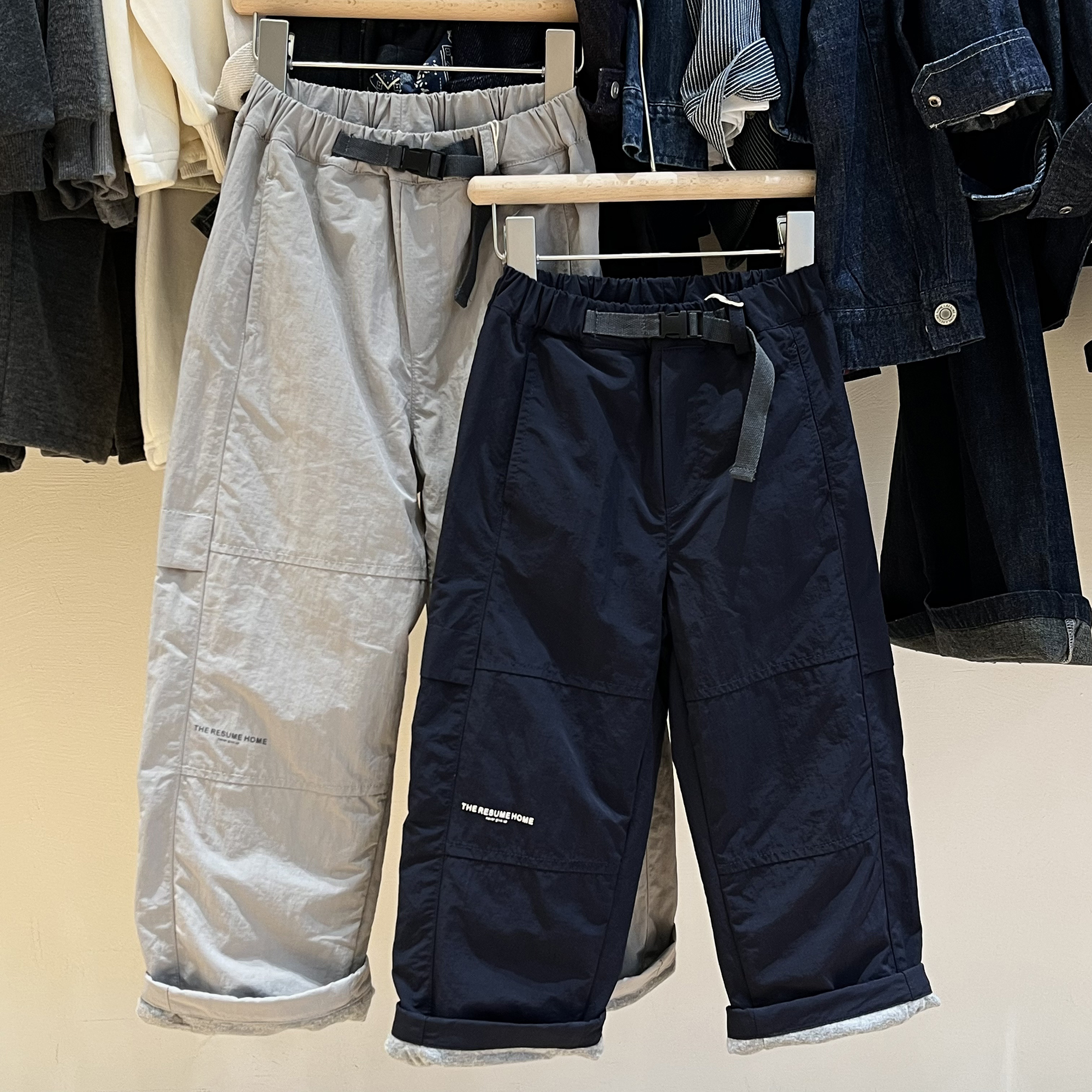 简历男童秋冬款双层加厚长裤